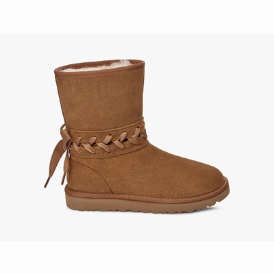 Botas UGG Classic Lace Short Mulher Marrom | PT-KGILC